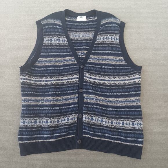 Old Navy Sweater Vest Women XXL Fair Isle Academia Minimal V Neck Cardigan - Picture 8 of 8